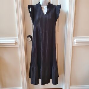 Emery Rose Chic Black Ruffled Midi Dress